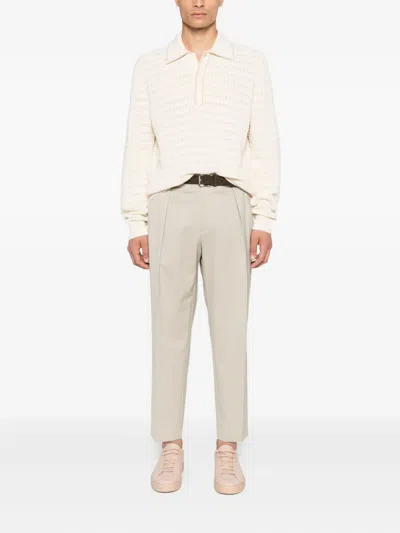 褶饰羊毛混纺长裤