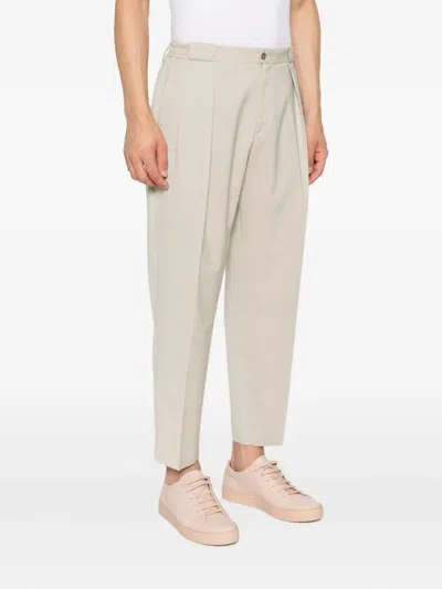 褶饰羊毛混纺长裤