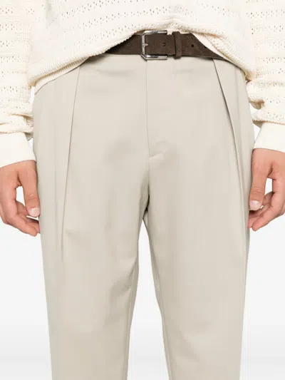 褶饰羊毛混纺长裤