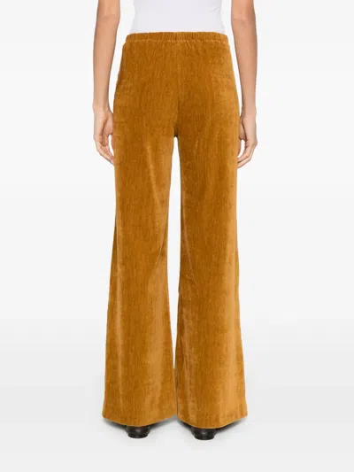 Forte Forte Double Velvet High Waist Pants In Brown