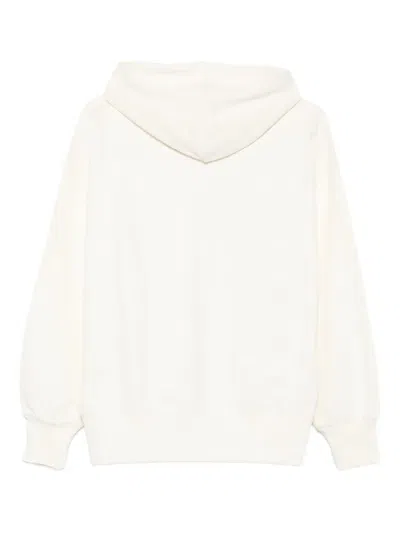 Msgm Classic Logo Print Hoodie With Raglan Sleeves In Neutral