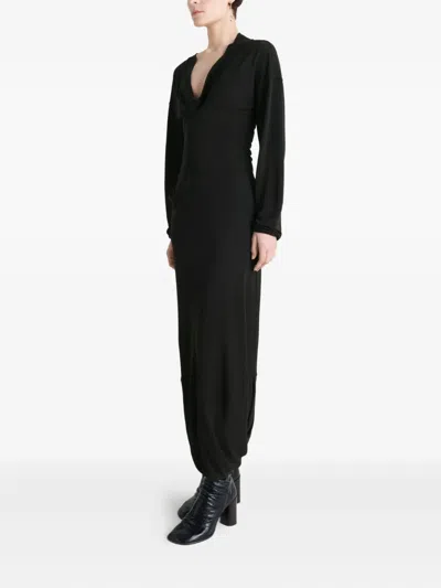 Lemaire Draped Crepe Jersey Maxi Dress In Black