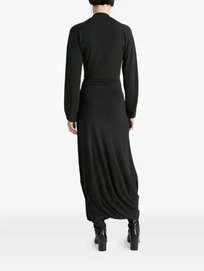 Lemaire Draped Crepe Jersey Maxi Dress In Black