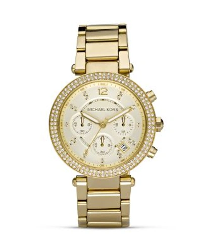 Shop Michael Kors Pavé Parker Watch, 39mm In Gold