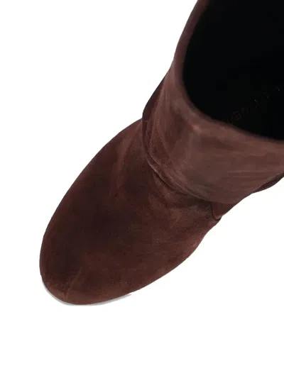 Stuart Weitzman 85mm Block-heel Suede Boots In Brown