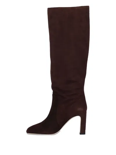 Stuart Weitzman 85mm Block-heel Suede Boots In Brown