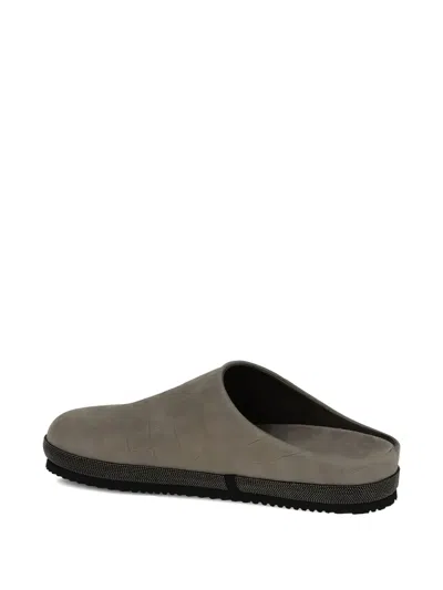 Brunello Cucinelli Monili Chain-detail Flat Mules In Gray