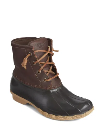 Sperry Women's Saltwater Duck Boot In Tan/dark Brown In Black