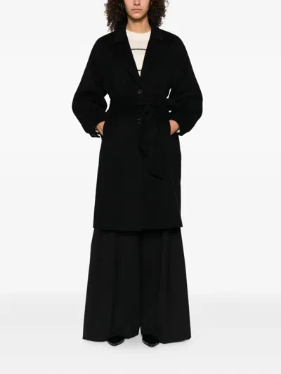 Twinset Belted Lapel Coat In Black