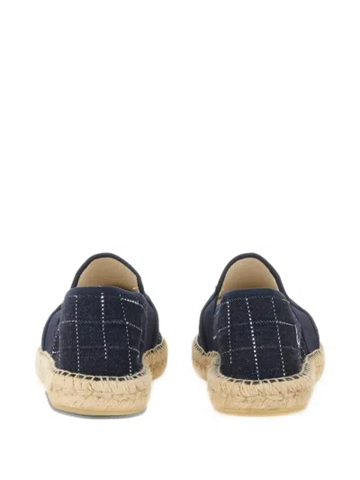 格纹图案草编鞋