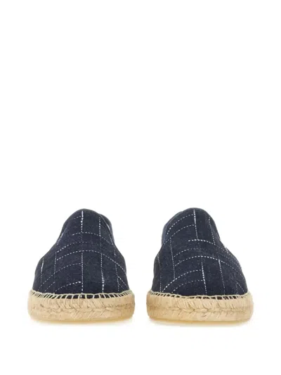 格纹图案草编鞋