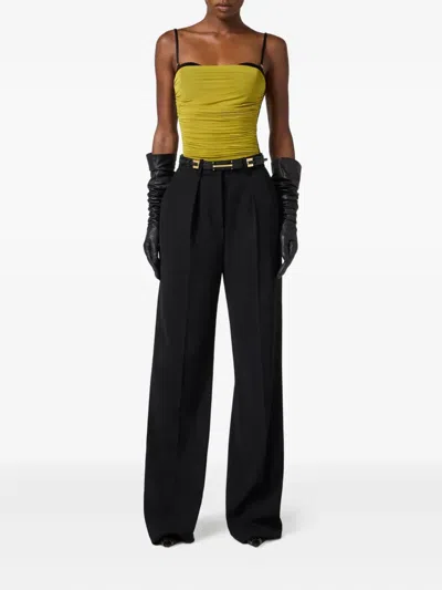 Elisabetta Franchi Ruched Bodysuit In Yellow