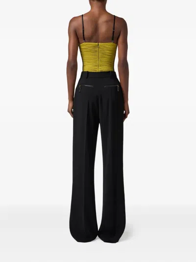 Elisabetta Franchi Ruched Bodysuit In Yellow