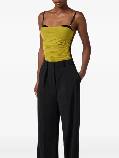 Elisabetta Franchi Ruched Bodysuit In Yellow