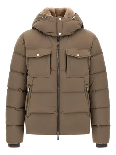 Moorer Cappuccino Nylon Blend Alarick Down Jacket In Brown