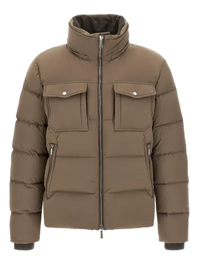 Moorer Cappuccino Nylon Blend Alarick Down Jacket In Brown
