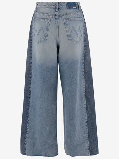 Mother The Pipe Dream Button Sneak Fray Distressed High-rise Wide-leg Jeans In Blue