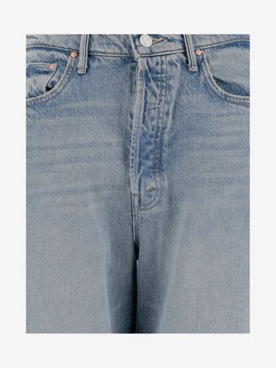 Mother The Pipe Dream Button Sneak Fray Distressed High-rise Wide-leg Jeans In Blue