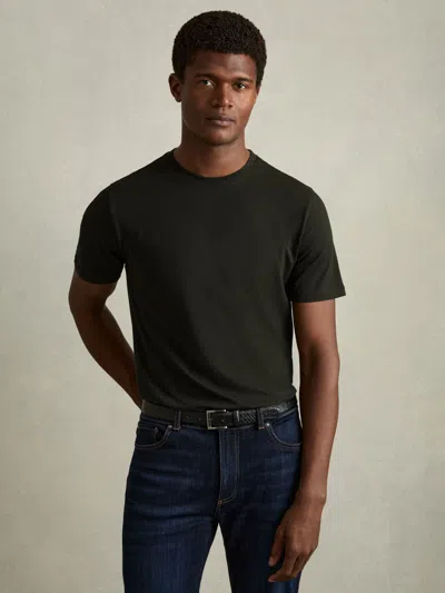 Reiss Oxidised Green Bless Cotton Crew Neck T-shirt In Green