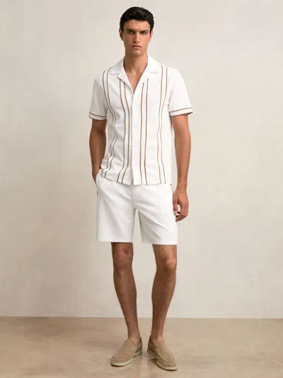 Reiss Angus Textured Drawstring Shorts In White