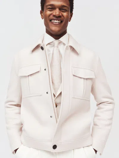 Reiss Mens Oatmeal Donato Wool And Silk T In Neutral