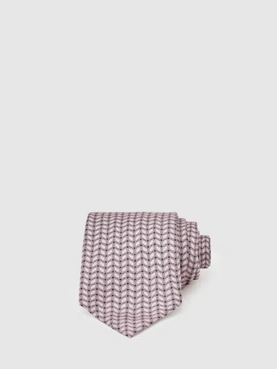 Reiss Mens Soft Pink Bernardo Geometric-pattern Silk T In Pink