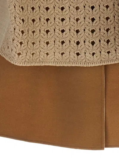 Fabiana Filippi Knit Wool Vest Crochet Back Detail In Sand