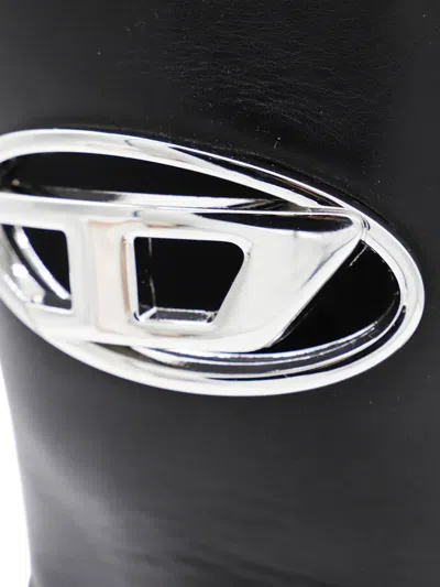 Diesel D-hammer-biker Boots In Shiny Leather In Black
