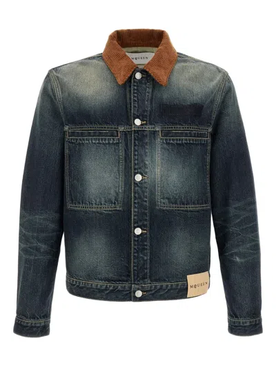 Alexander Mcqueen Denim Jacke In Blue