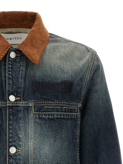 Alexander Mcqueen Denim Jacke In Blue