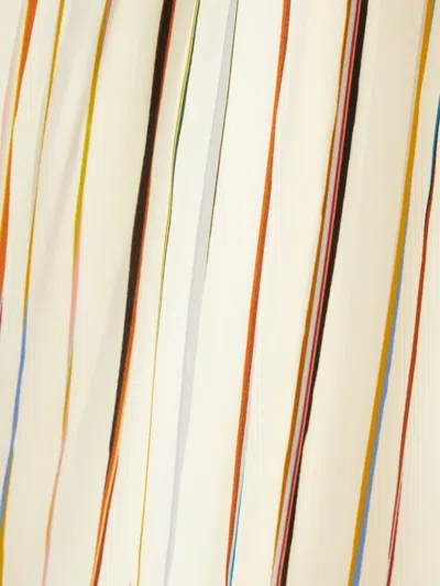 Paul Smith Striped Silk Shirt 3/4 Sleeves In Neutral