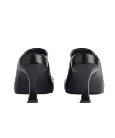 Balenciaga Debossed Logo Heeled Mules In Black