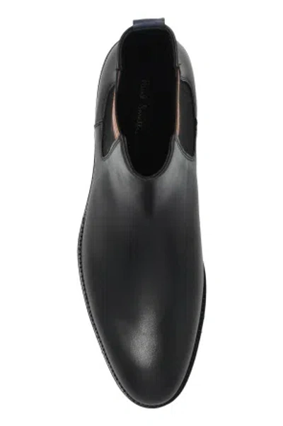 Paul Smith Black Leather Lansing Signature Stripe Chelsea Boots In Black
