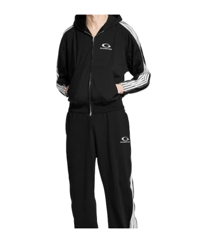 Balenciaga Black Zip-up Sweatshirt Loop Sports Icon In Black