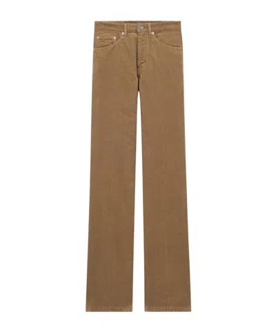 Saint Laurent Corduroy Trousers With Belt Loops And Pockets In Brown
