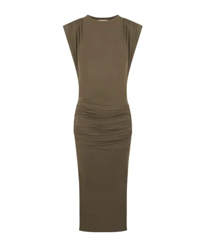 Isabel Marant Étoile Sleeveless Midi Dress Featuring Ruched Design In Green