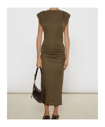 Isabel Marant Étoile Sleeveless Midi Dress Featuring Ruched Design In Green