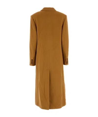 Isabel Marant Long Wool Blend Coat With Notched Lapels In Brown