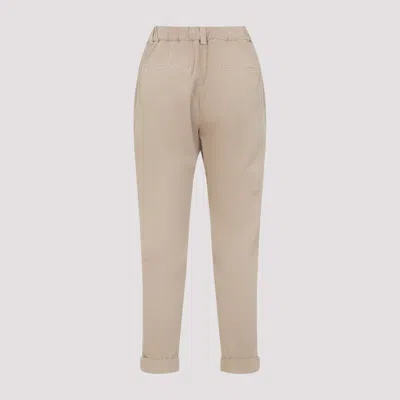 Peserico Beige Stretch Cotton Pants With Turn-up Hems In Neutral