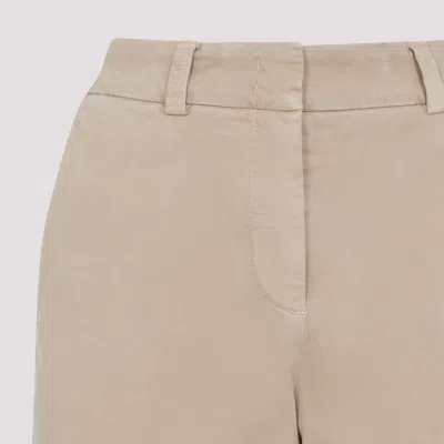 Peserico Beige Stretch Cotton Pants With Turn-up Hems In Neutral