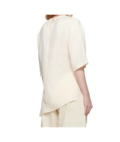 Studio Nicholson Asymmetric Hem Keyhole Back Round Neck Top In White