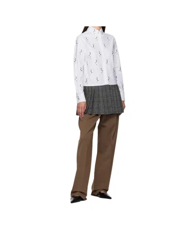 Thom Browne Geese Embroidered Stripe Button-down Shirt In Gray