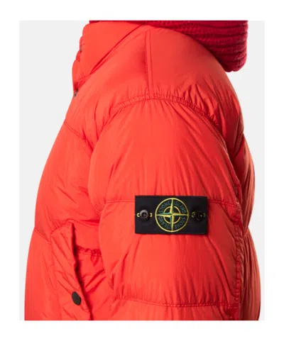 Stone Island Down Jacket In Lightweight Recycled Nylon Reps Jackets Red In Orange