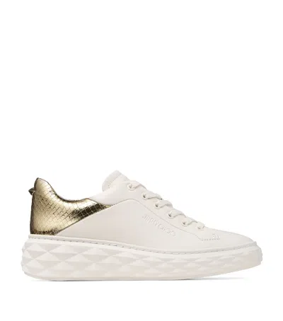 Jimmy Choo White Calf Leather Bos Taurus Chunky Sneakers In White