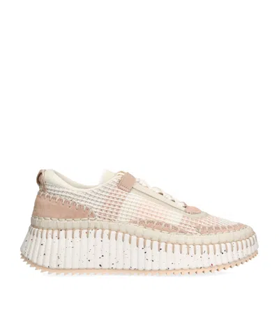 Chloé Nama Beige Mesh Sneakers In Sand