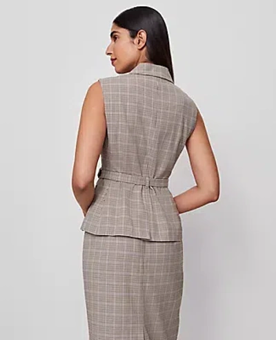 Ann Taylor Petite Belted Plaid Vest In Multi