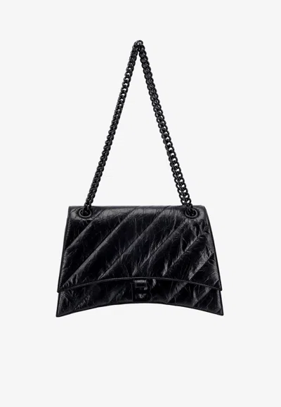 Balenciaga Crush Chain Leather Medium Bag In Black