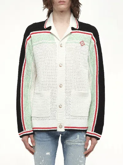 Casablanca Men's Faux Crochet Shirt In White