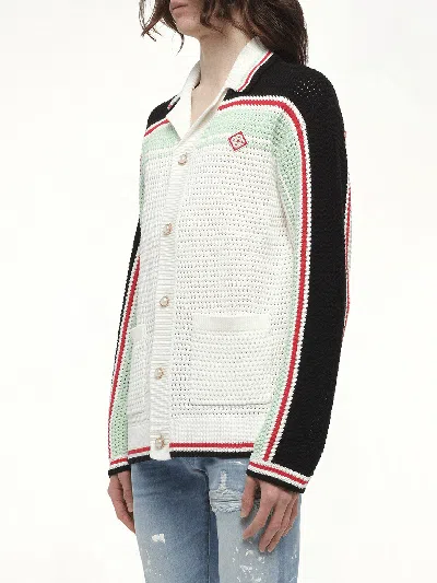 Casablanca Men's Faux Crochet Shirt In White