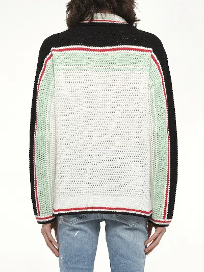 Casablanca Men's Faux Crochet Shirt In White